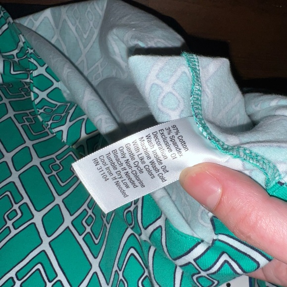 NWT Crown & Ivy Green & White Pattern Wide Long Sleeve Sheath Dress Size 1X - Picture 14 of 15